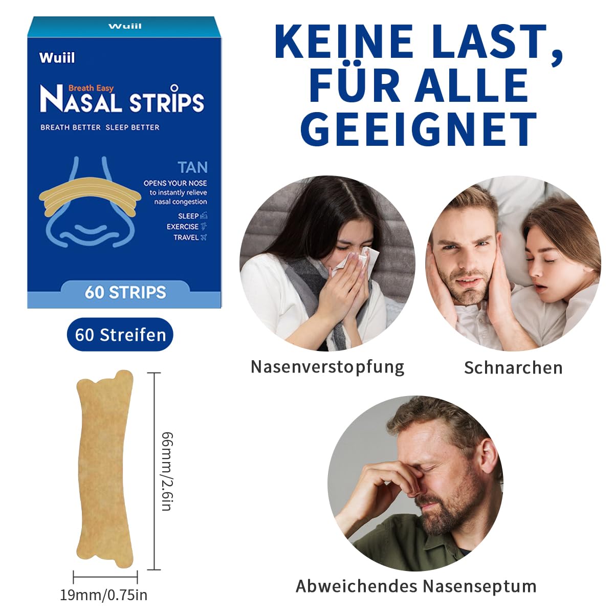 60 Stück Nasenpflaster,Nasenpflaster Schnarchen,Nasal Strips,Anti Schnarch Pflaster,Extra Starke Nasenstrips Gegen Schnarchen,Besser Atmen Bei Verstopfter Nase,Für Eine Bessere Schlafqualität