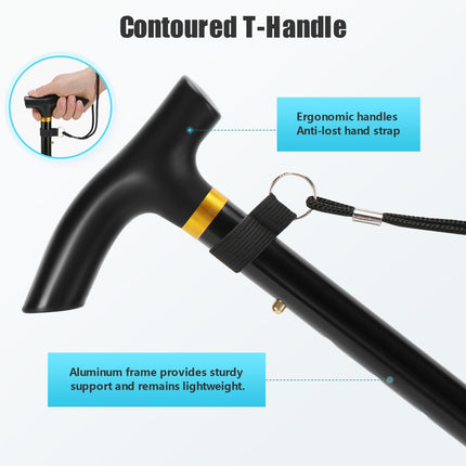 Thlevel Foldable Walking Stick Hiking Stick Canes Holiday Height Adjustable Non-Slip Lightweight Unisex