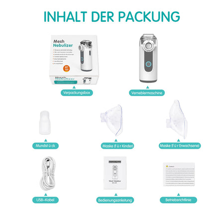 Inhaler for children, inhaler for adults and children, silent nebulizer, inhaler portable inhalers for respiratory diseases, inhaler with mouthpiece and 2 masks - gray