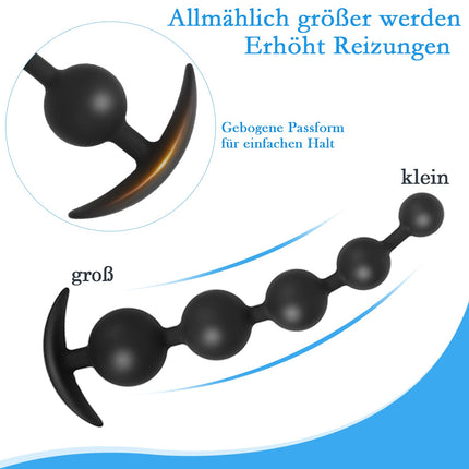 BDSMAGE Silicone Anal Beads Butt Plug with 5 Balls, Anal Plug Anal Chain with Anal Beads for Men and Women, Extra Long Anal Dildo Anal Hook Anus Masturbator Sex Toy (L)