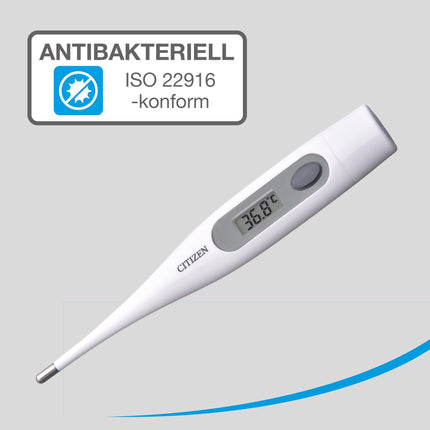 Citizen CTA303 Antibacterial, waterproof, digital medical thermometer with fever alarm, oral, armpit, rectal, accurate measurements for adults, children, toddlers and babies