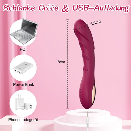 Silicone G-spot vibrator sex toy vibrators for her clitoris quiet, realistic dildo anal vibrator for women and couples with 12 vibration modes (red wine)
