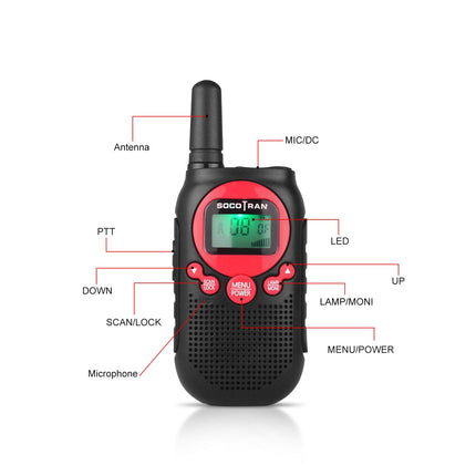 Walkie Talkies for Kids, Rechargeable Two-Way Radios 8 Channels Range 5km PMR 446 Radio with VOX LCD Screen, Walkie Talkie Toy Gifts 2 Pack Red