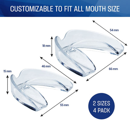 Wewell Mouth Guard for Teeth Grinding, Protects Tooth Enamel, Improves Sleep Quality, 4 Moldable Mouthpieces for Teeth Grinding and Sleeping, Eliminates Bruxism and Teeth Grinding – 2 Sizes