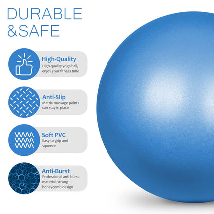 flintronic Exercise Ball Small Pilates Ball, 25cm Soft Yoga Ball, with Inflatable Straw, Anti-Burst Exercise Ball for Yoga, Pilates, Balance, Physiotherapy, Stretching and Core Fitness