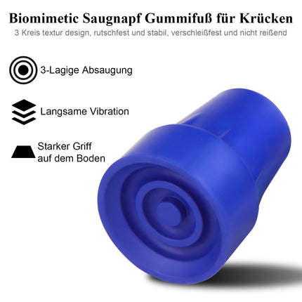 Rubber foot for crutches, non-slip protective caps for walking stick tube tip with metal seal for walking sticks and crutches, 4 pieces (blue)