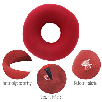 TUAKIMCE Inflatable Seat Cushion, Seat Cushion Orthopedic Ring Cushion Inflatable Hemorrhoids, Orthopedic Seat Cushion with Pump, Hardness Adjustable for Coccyx Decubitus Wheelchairs (Red)