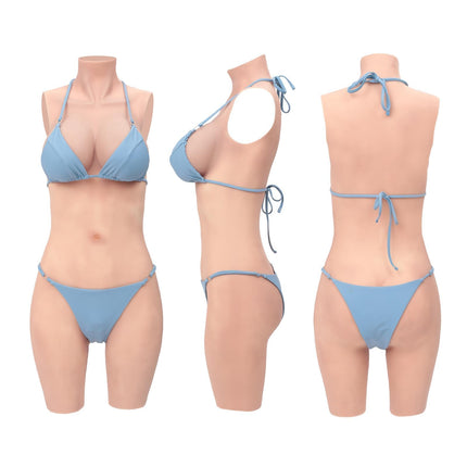 CYOMI Silicone Breast Forms Realistic Breast Plates With Catheter Silicone Bodysuit for Crossdresser Transgender Cosplay (Ivory White D Cup)