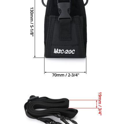 QWORK 2 Pack Radio Pouch, Tactical Walkie-Talkie Pouch, Intercom Pouch for Police Firefighter Security Officer (Black), Black
