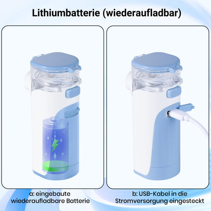 HITHINKMED Children's Nebulizer, Rechargeable Inhaler with Countdown Timer and Automatic Cleaning Function, Inhalers for Adults for Home and Travel Use (Blue)