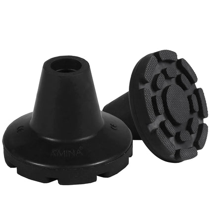 KMINA - Crutches rubber 19 mm, 18 mm, 17 mm (x2 pieces), rubber feet walking aid, rubber buffers walking sticks, black - Made in Europe.