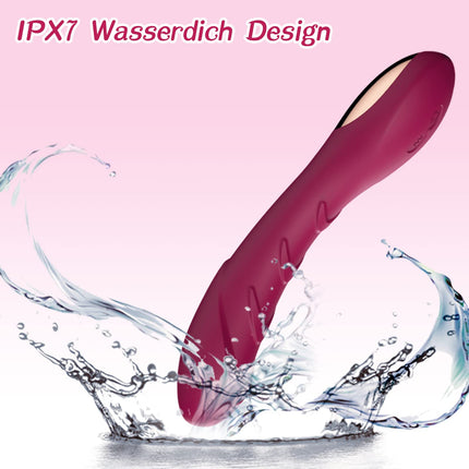 Silicone G-spot vibrator sex toy vibrators for her clitoris quiet, realistic dildo anal vibrator for women and couples with 12 vibration modes (red wine)