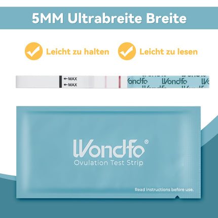 Wondfo Ovulation Test 20x LH 0-65mIU/ml Continuous Ovulation Day Prediction Fertility Test Strips Quantitative Ovulation Tests for Women at Home Pinpoint 2 Peak Fertility Days