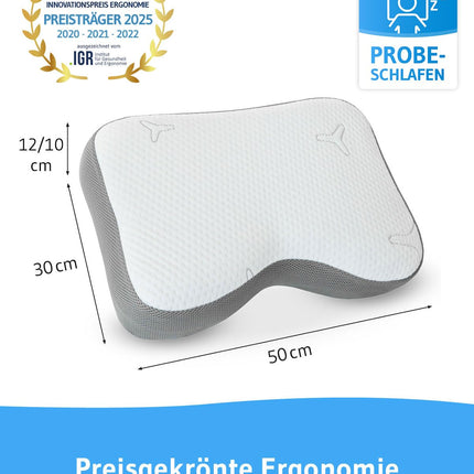 Re-Charge Intense Neck Pillow | Orthopedic Cervical Spine Side Sleeper Pillow | Ergonomic Memory Foam with Bamboo Activated Charcoal, Innovative Technology for Deeper Sleep, Recovery Pillow 50x30x12