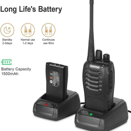 Walkie Talkie 16 Channels CTCSS/DCS FM, 1500 mAh Battery, Max. Talk Range 5 km, Professional Radio with Hands-Free Function