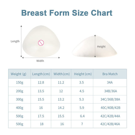 ONEFENG Mastectomy Silicone Prosthesis for Women, Triangle Breast Form Concave Prosthesis Silicone Breasts Bra Pad Enhancer Inserts Cup C (1 Piece)