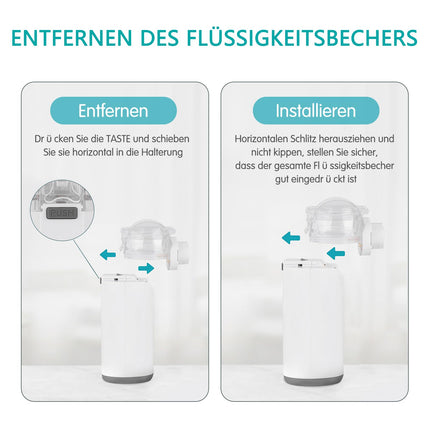 Inhaler for children, inhaler for adults and children, silent nebulizer, inhaler portable inhalers for respiratory diseases, inhaler with mouthpiece and 2 masks - gray