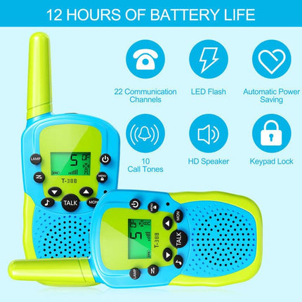 Oulesvte 2 Pack Walkie Talkie, VOX Function Radio, LED Flashlight, Long Range 3km Walkie Talkie, Walkie Talkie Children, Walkie Talkie Children Adults for Adventure, Camping, Hiking
