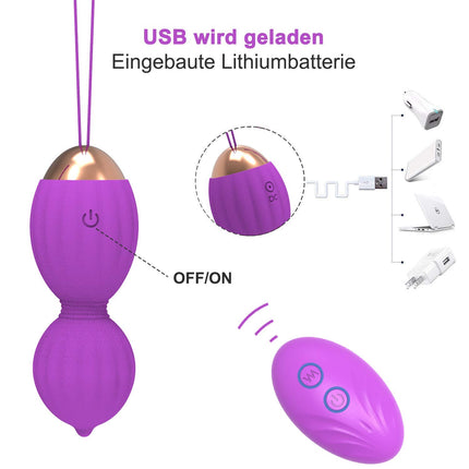 FIDECH Love Balls Sex Toy, Vibrator for Her, Pelvic Floor Trainer Women with 12 Vibration Modes, Vibrating Egg with Remote Control, Pelvic Floor Trainer for Bladder Control and Vaginal Muscles, Purple