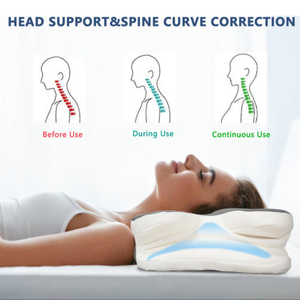 Cervical Pillow for Neck Pain Relief, Elegear Contour Memory Foam Pillow Ergonomic Neck Support for Side Back Stomach Sleepers