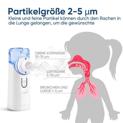 Pmgud Portable Inhaler for Children and Adults Electric Inhaler with Low Noise Level, Includes Mouthpiece, Adult and Child Mask, Ideal for Home and Travel - Blue