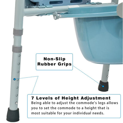 Morimoe Commode Chair for the Elderly, Height Adjustable Potty Chair, 3-in-1 Bedside Table, Easy to Move and Clean
