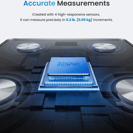 RENPHO Personal Scales, Body Fat Scales with App, 180 kg/400 lbs, Digital Bluetooth Body Analysis Scales for Body Fat, BMI, Muscle Mass, Protein, BMR, Black