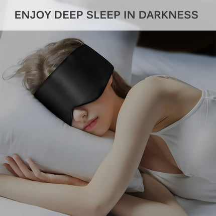OLESILK 100% Mulberry Silk Sleep Mask Eye Mask with Adjustable Headband for Men and Women, Large Sleep Mask and Blindfold for Nighttime Sleep, Travel and Naps, Black