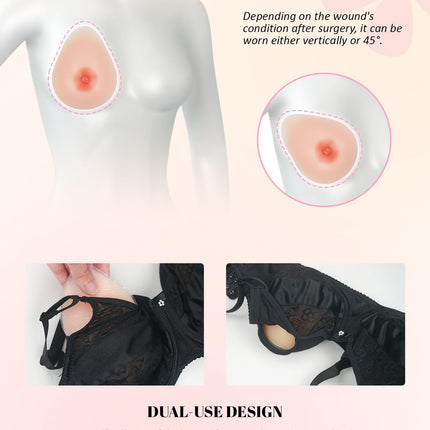 Minaky Silicone Breast Forms Breast Forms Self-Adhesive Breast Enhancement Crossdresser Cosplay Sex Change Lifelike Transvestite Transgender Unisex False Breasts, A Cup 300g/Pair