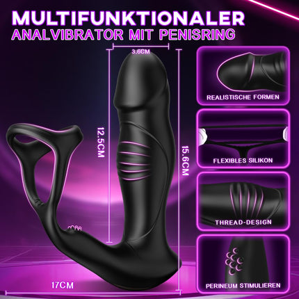 Anal vibrators for men Prostate stimulation Men with penis ring 9 swing modes & roller ball thrust function 9 vibrations Anal plug for men Sex toy for men Anal vibrator Anal dildo