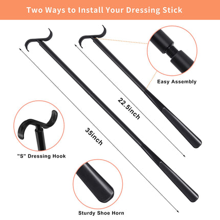 Knee hip surgery rehabilitation sets, 4 dressing aids including 80 cm foldable gripper, sock aid, shoehorn, dressing aid stick