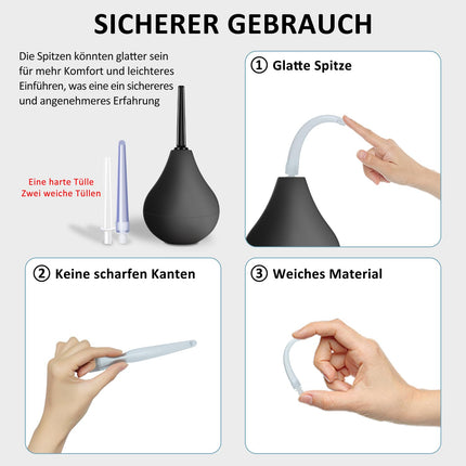 Anal douche enema for bowel irrigation - Irrigator bowel irrigation โข Intimate shower for anal douching and vaginal douching, with 3 x removable, comfortable nozzles 224ML