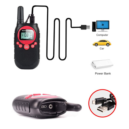 Walkie Talkies for Kids, Rechargeable Two-Way Radios 8 Channels Range 5km PMR 446 Radio with VOX LCD Screen, Walkie Talkie Toy Gifts 2 Pack Red