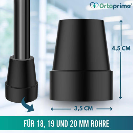 OrtoPrime Pack of 2 Non-Slip Crutches, Crutches, Crutches, Tubes, 18 mm, 19 mm and 20 mm, Sticks, Tips for Crutches and Bases, Rubber Dowels, Sticks and Crutches, 2 Pieces