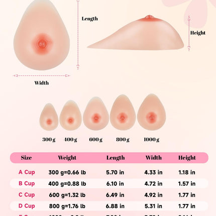 Minaky Silicone Breast Forms Breast Forms Self-Adhesive Breast Enhancement Crossdresser Cosplay Sex Change Lifelike Transvestite Transgender Unisex False Breasts, A Cup 300g/Pair