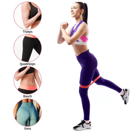 5 PCS exercise bands, resistance bands, fitness bands, resistance bands with 5 PCS different resistance levels, for stretching yoga, with carrying bag and instructions (A)