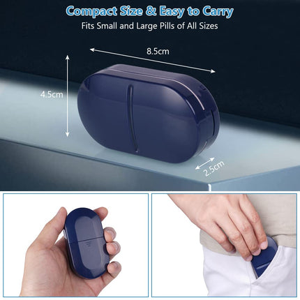 ACWOO Pill Splitter, Tablet Splitter for Small and Large Tablets, Tablet Cutter with Storage Compartment, Portable Pill Cutter with Sharp Blades for Travel & Daily Use (Blue)