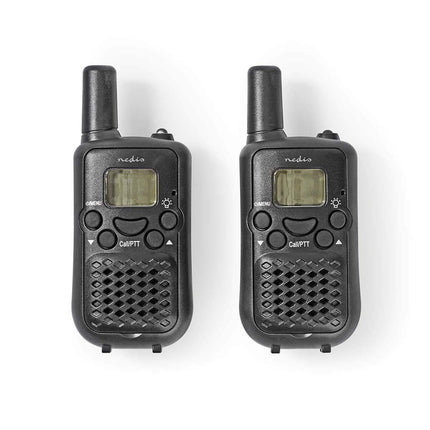 NEDIS Walkie-Talkie - Range 5 km - 8 Channels - 38 CTTS Codes (Subchannels) - Integrated Voice Activated Transmit (VOX) - Hands-free Use - LED Light - 2 Pack - Compact and Lightweight - Black