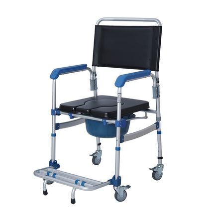 Bimiti toilet chair with castors up to 150 kg shower wheelchair Waterproof toilet chair mobile nursing chair for seniors, sick, disabled and pregnant women