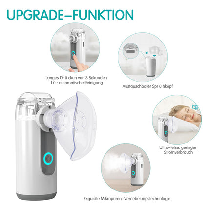 Inhaler for children, inhaler for adults and children, silent nebulizer, inhaler portable inhalers for respiratory diseases, inhaler with mouthpiece and 2 masks - gray