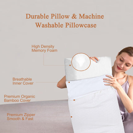 BDTFO Memory Foam Pillow - Standard Size Bed Pillow for Sleeping, Ventilated Cooling Hotel Pillow for Side Sleepers, Removable, Machine Washable Cover