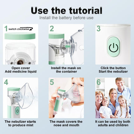 Nebulizer Machine for Adults, Rechargeable Portable Nebulizers for Adults and Children, Quiet Nebulizer for Children (Green and White)