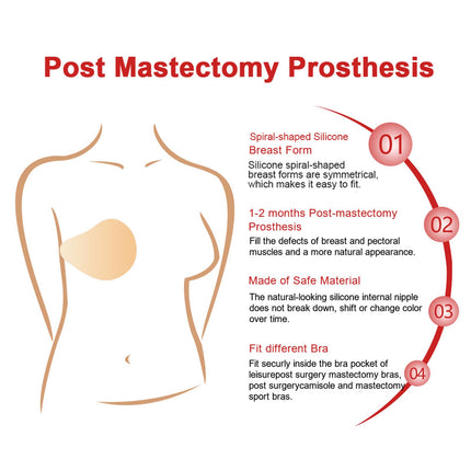 ONEFENG Mastectomy Prosthesis, Silicone Breast Form Prosthesis Spiral Right Breasts Silicone Breasts Bra Pad Enhancer Inserts (300g/1 piece)