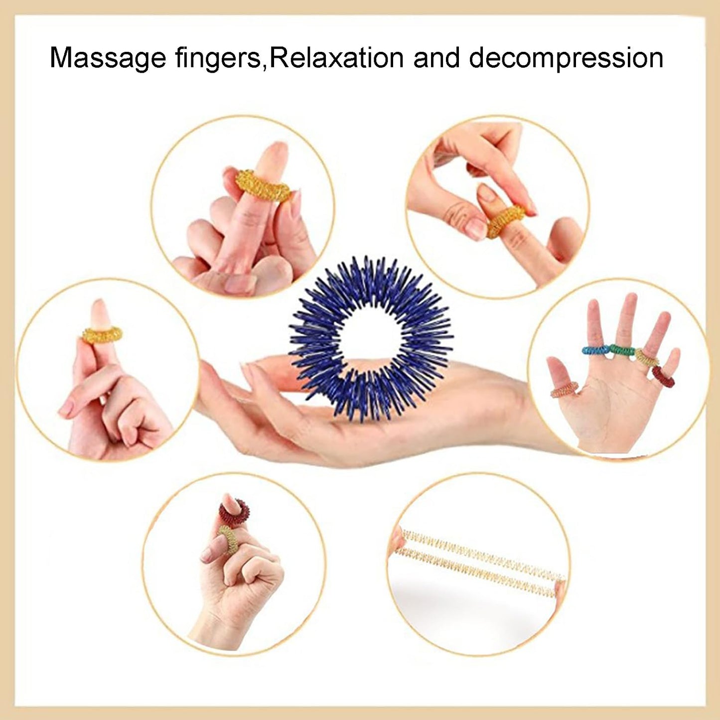 10 Stück Akupressurringe Massageringe Für Finger, Massageringe Für Finger Akupressurring, Massage Ring Für Stress Reduzierstück Und Förderung Der Durchblutung, Fingermassage Oder Zehenmassage.