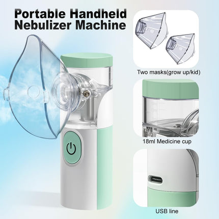Nebulizer Machine for Adults, Rechargeable Portable Nebulizers for Adults and Children, Quiet Nebulizer for Children (Green and White)