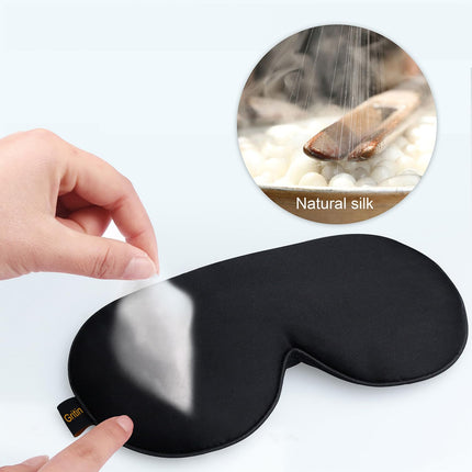 Gritin Silk Sleep Mask, Light-Blocking Eye Mask Night Mask 100% Skin-Friendly Silk Odorless Sleep Mask with Adjustable Strap and Earplugs for Men, Women and Children