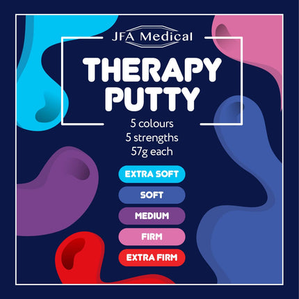 JFA Medical Therapy Putty 57g, 5 different strengths, 5 alternative colors, Putty for hand training, Therapy Modeling Clay