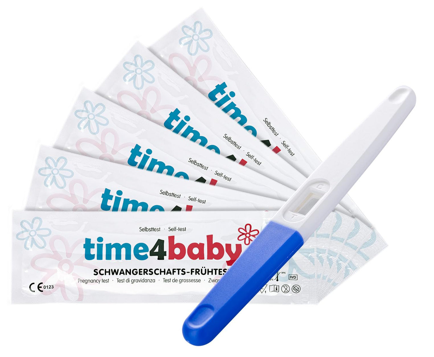 5 x Time4Baby Mittelstrahl Schwangerschaftstest I Frühschwangerschaftstest I Schwangerschaftstest Frühtest I 6 Tage vor dem Ausbleiben der Periode testen