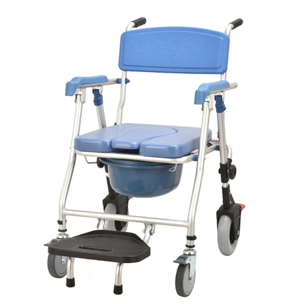 Foldable toilet chair for seniors, shower chair with wheels and toilet, for sick, elderly, disabled and pregnant women, load capacity up to 150 kg