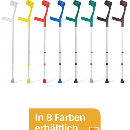 DR. PAUL KOCH Crutches Pair Black - Walking Aid Made of Aluminum with Plastic Handles - Load Capacity Up to 140 kg - Adjustable with Practical Clip - 1.2 kg Net Weight per Pair of Crutches